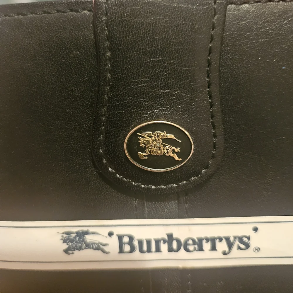 RARE Burberrys Black Leather Bifold Wallet Equestrian Knight Made In Japan - Picture 4 of 16